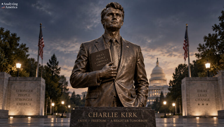 Charlie Kirk Statue Vandalized, Smeared With Red Paint